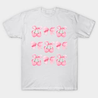 Coquette Pink Bows and Cherries T-Shirt